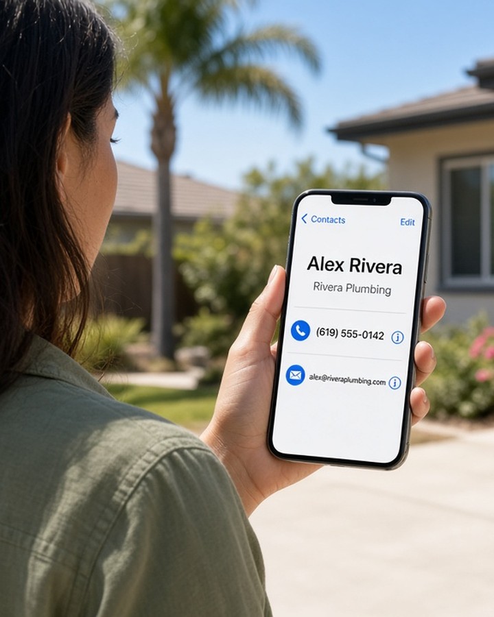 Contact saved on a phone